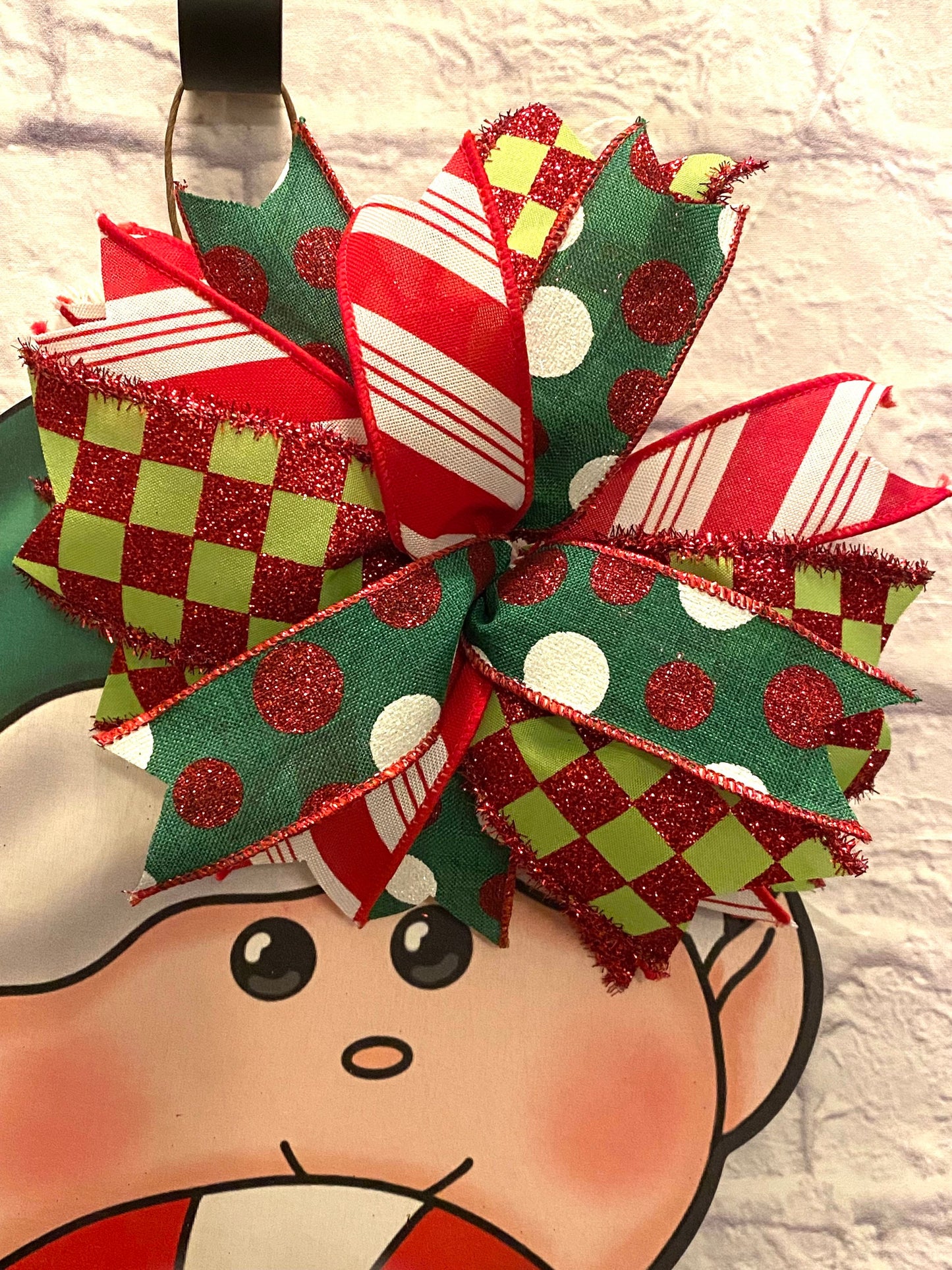 Christmas Elf Door Hanger, Christmas Elf Door Hanger for Front Door, Christmas Elf Door Hanger for Porch, Red & Green Elf Door Hanger
