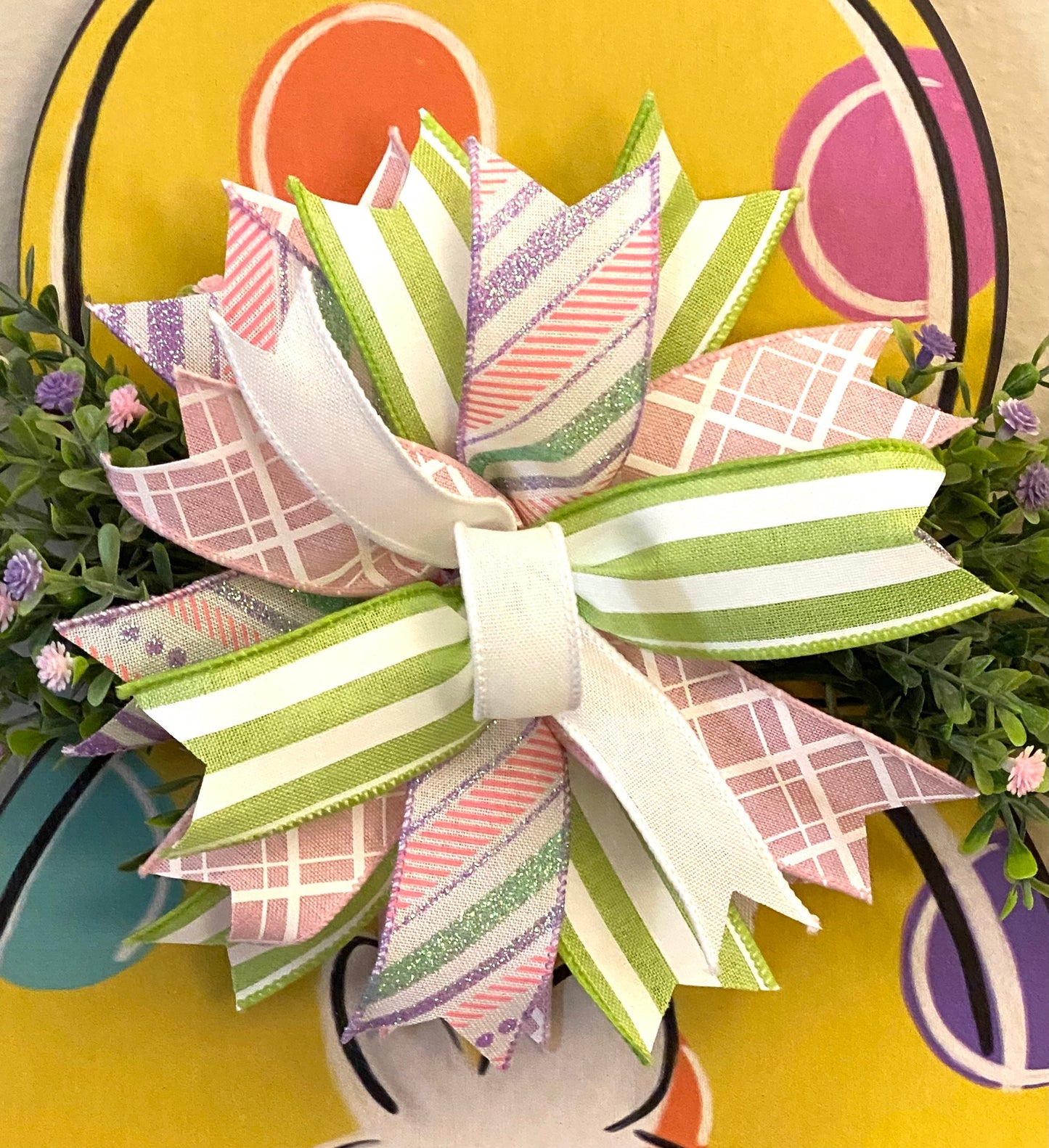 Yellow Polka-dot Easter Bunny Door Hanger, Yellow Easter Bunny Porch Decoration, Easter Bunny Home or Business Decoration