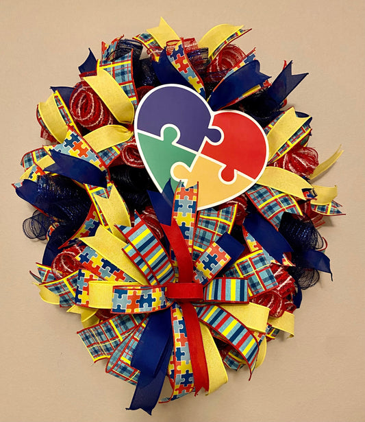 Autism Awareness Wreath for Front Door, Autism Awareness Wreath For Porch, Autism Awareness Home Decoration, Autism Awareness Door Hanger