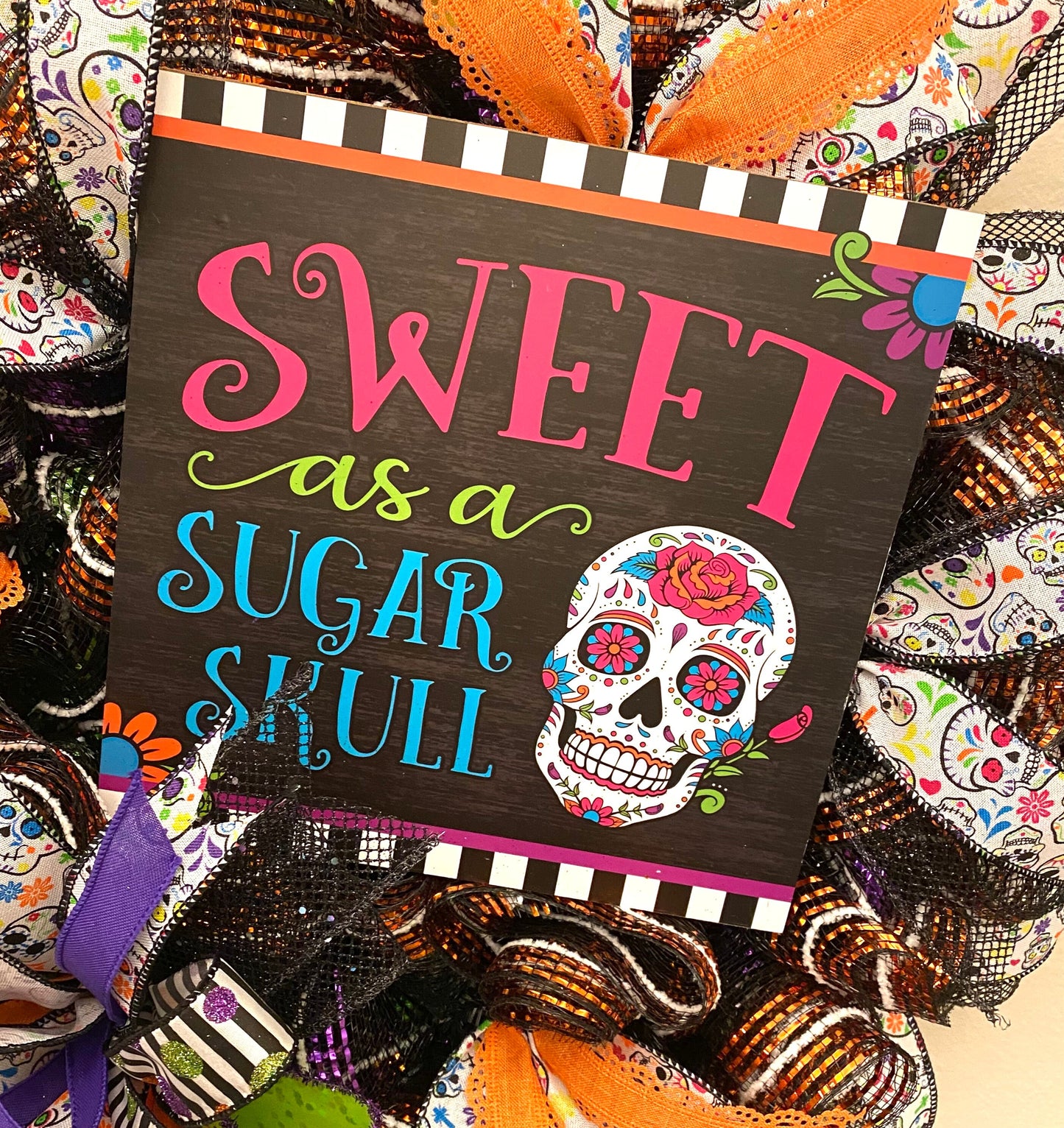 Sugar Skull Wreath, Skull Halloween Wreath, Sugar Skull Halloween Wreath, Day of the Dead Skull Wreath, Halloween Decoration, Skull Decor
