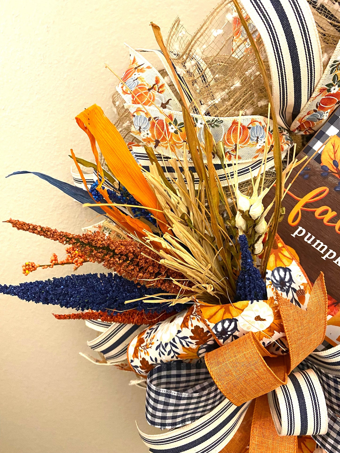 Fall Farmhouse Pumpkin Wreath, Autumn Pumpkin Farmhouse Wreath, Fall Pumpkin Door Hanger, Autumn Pumpkin Door Hanger, Fall Home Decor