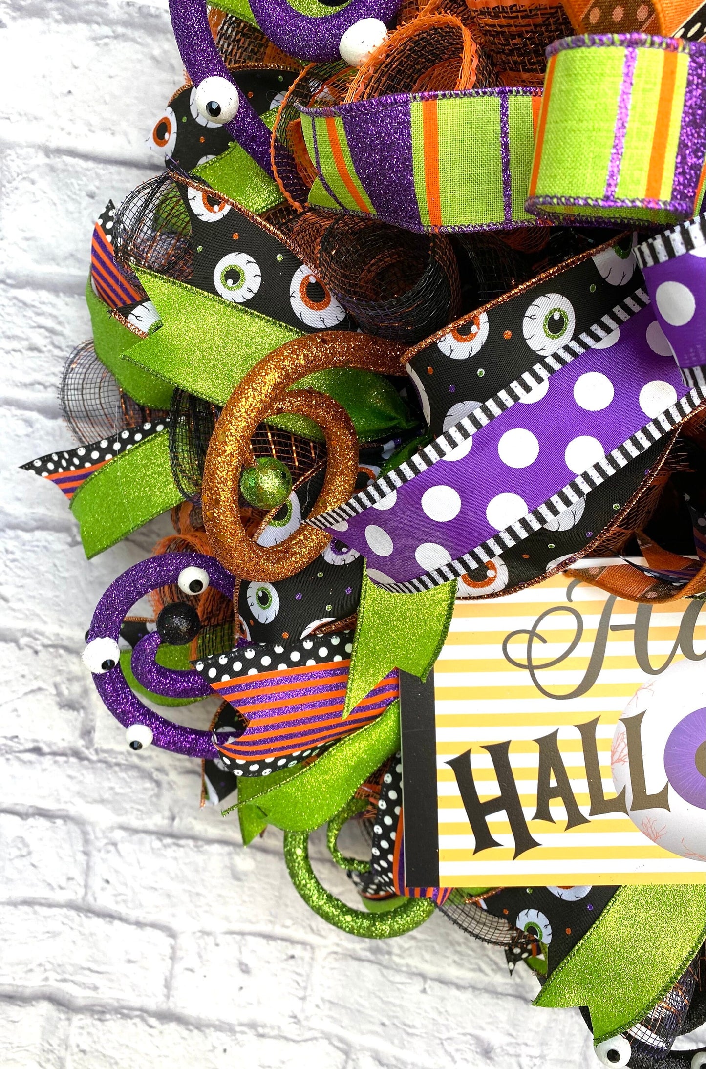 Whimsical Halloween Wreath, Happy Halloween Wreath, Whimsical Happy Halloween Wreath, Happy Halloween Door Hanger, Halloween Porch Decor