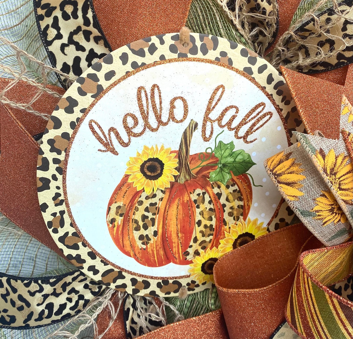 Fall Wreath for Door, Fall Leopard Print Pumpkin Wreath, Fall Pumpkin Wreath for Door, Fall Wreath with Pumpkin, Pumpkin Wreath for Fall