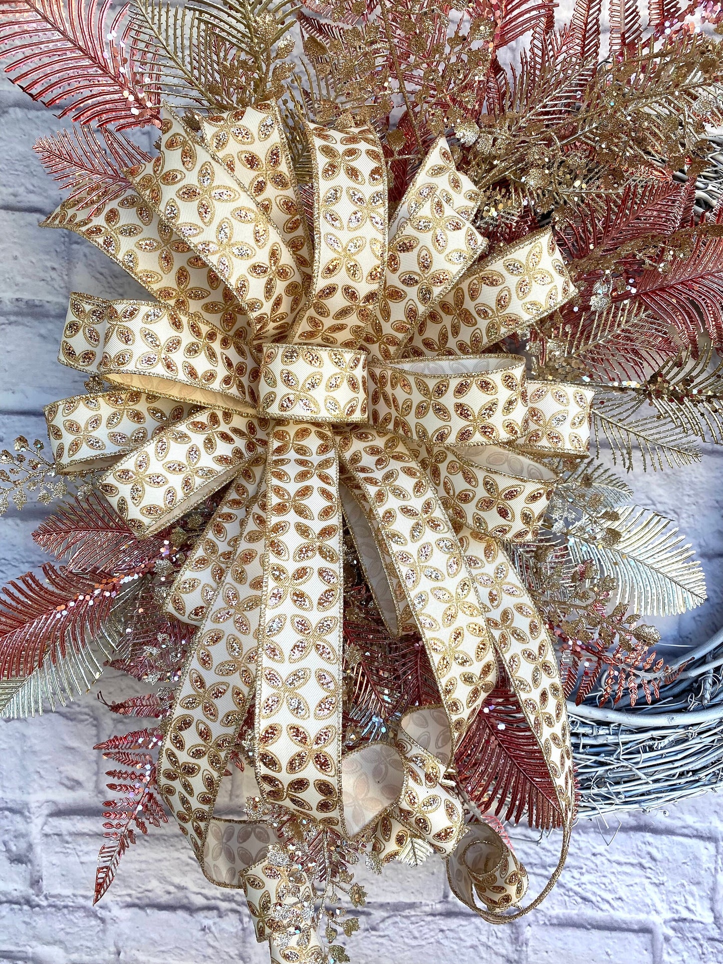 Winter Grapevine Wreath, Rose Gold Winter Wreath, Winter Gold Grapevine Wreath, Rose Gold Home Decoration, Winter Grapevine Wreath for Door