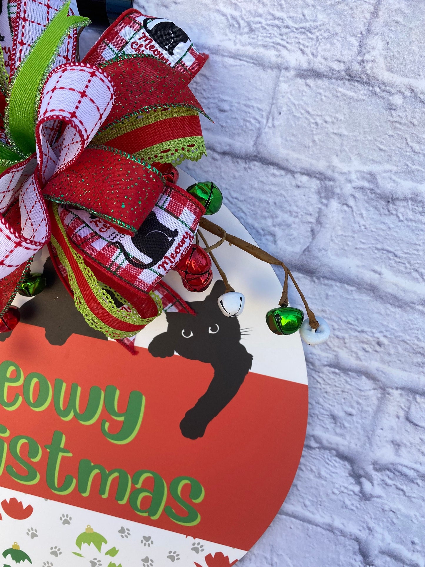 Cat Merry Christmas Door Hanger, Cat Christmas Door Hanger, Cat Door Hanger, Cat Whimsical Door Hanger, Whimsical Cat Home Decoration