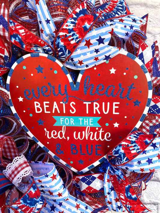 4th of July Wreath, Memorial Day Wreath, Patriotic Wreath for Door, Patriotic Door Hanger, Patriotic Porch Decoration, Patriotic Home Decor