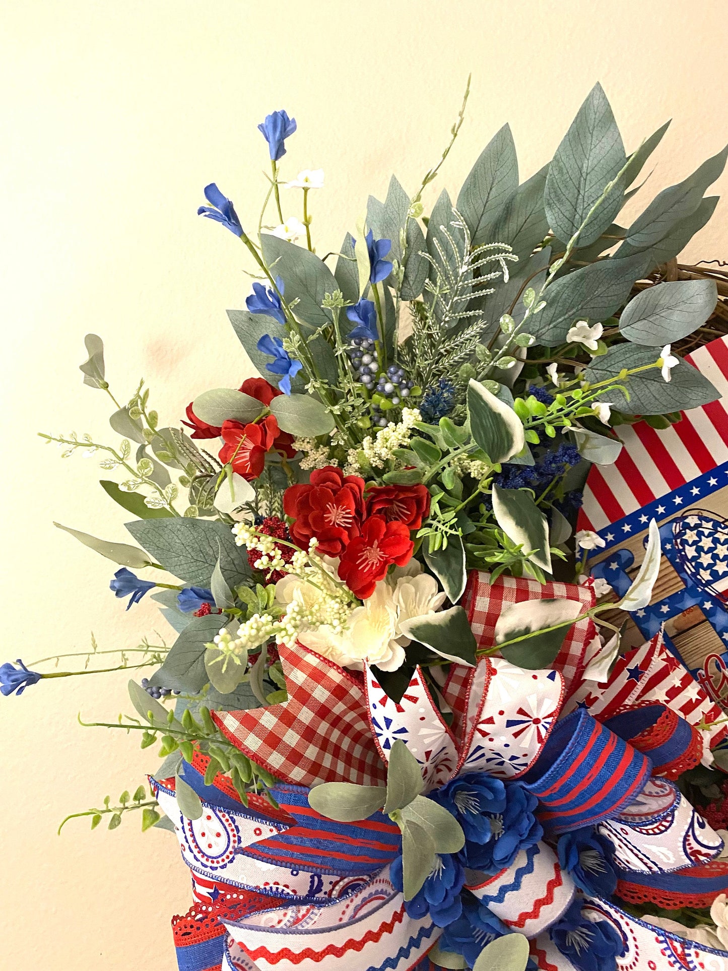 Patriotic Americana Wreath, Independence Day Wreath, Memorial Day Wreath, 4th of July Wreath, Floral Patriotic Wreath, Patriotic Wreath