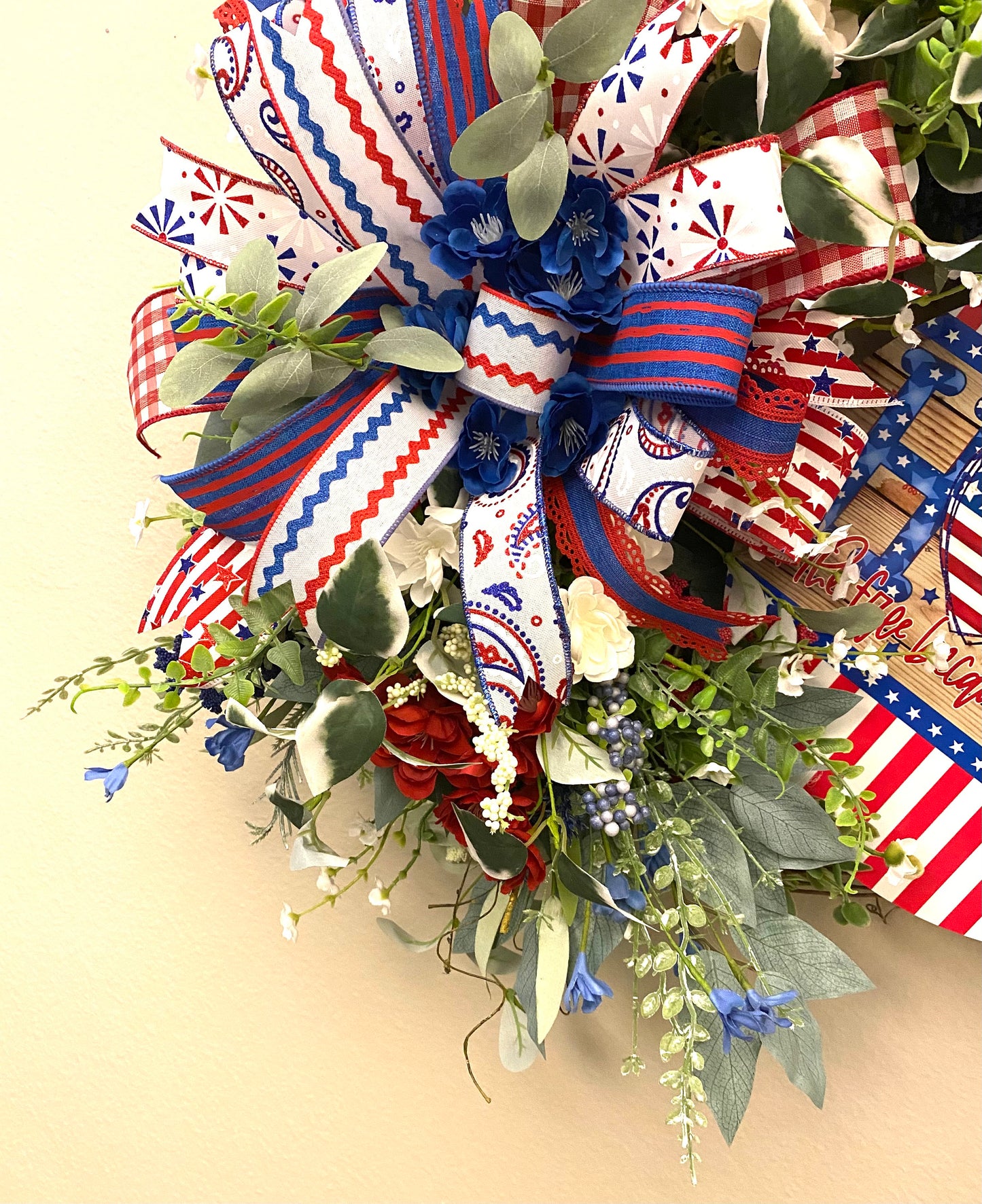 Patriotic Americana Wreath, Independence Day Wreath, Memorial Day Wreath, 4th of July Wreath, Floral Patriotic Wreath, Patriotic Wreath