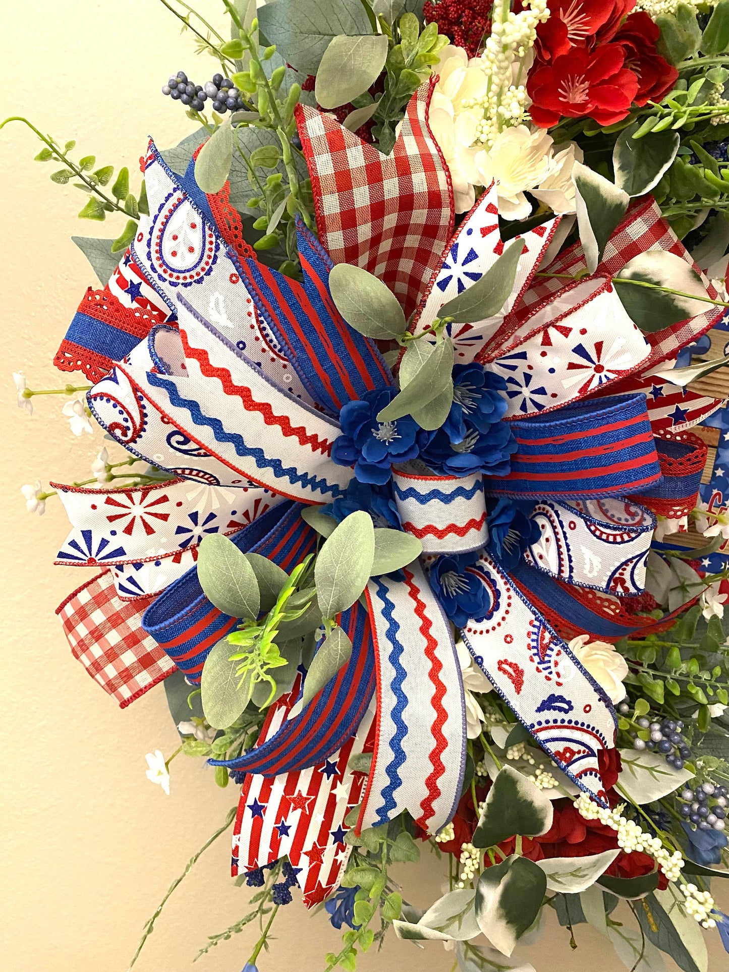 Patriotic Americana Wreath, Independence Day Wreath, Memorial Day Wreath, 4th of July Wreath, Floral Patriotic Wreath, Patriotic Wreath