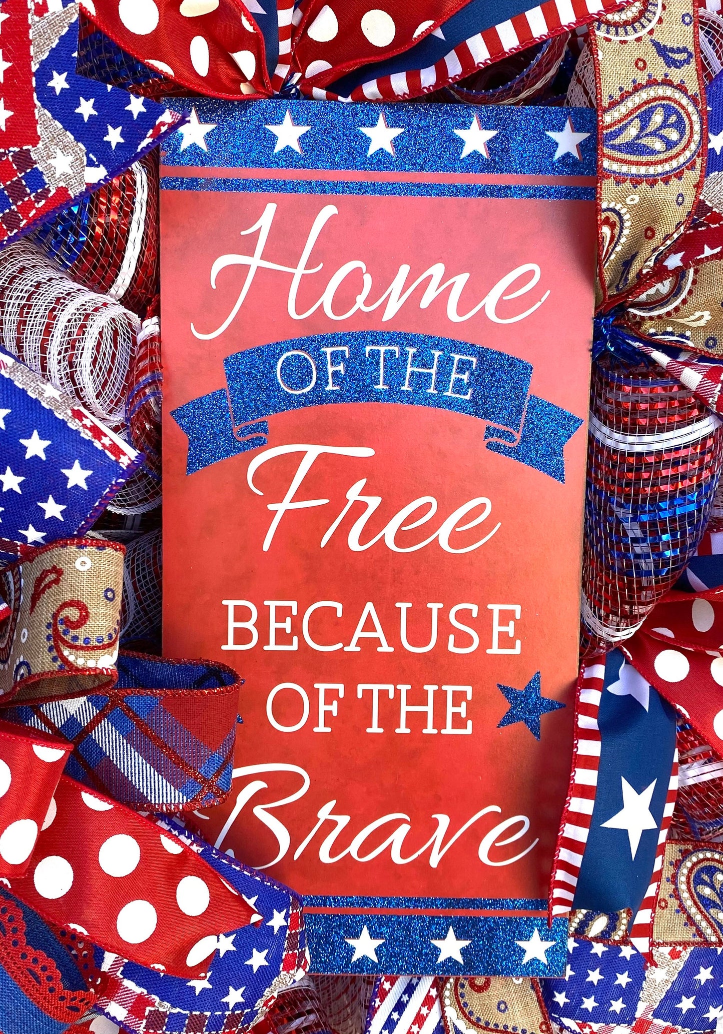 Home of the Free Patriotic Wreath, Patriotic Home Decoration, Patriotic Porch Decoration, Home of the Free Door Hanger, Patriotic Wreath