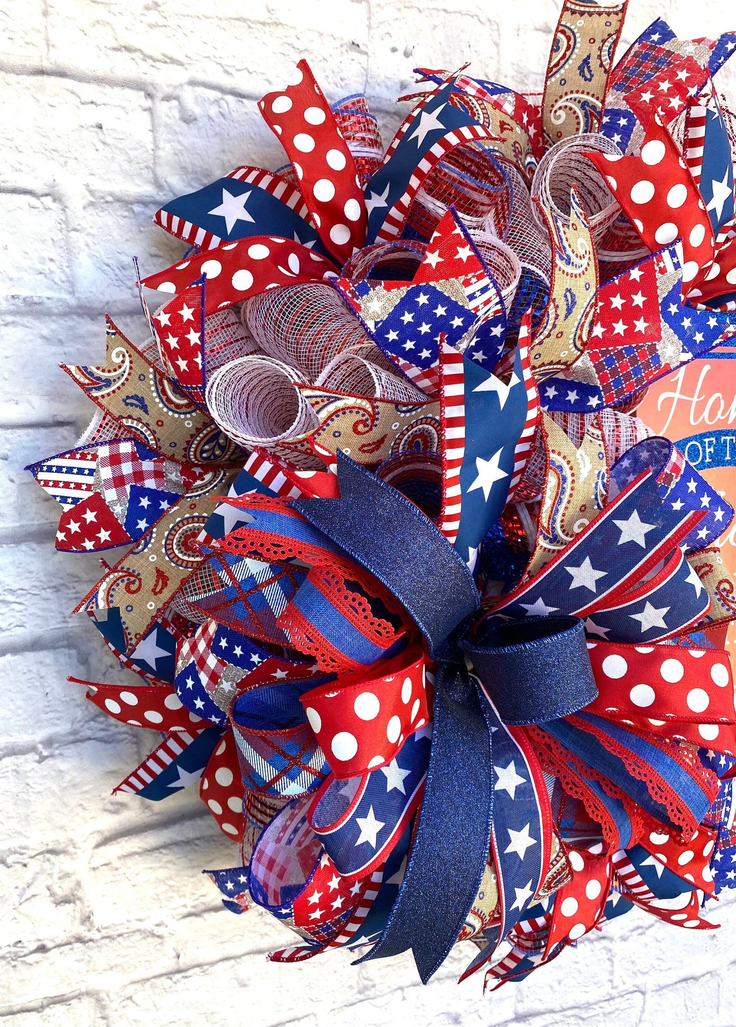 Home of the Free Patriotic Wreath, Patriotic Home Decoration, Patriotic Porch Decoration, Home of the Free Door Hanger, Patriotic Wreath