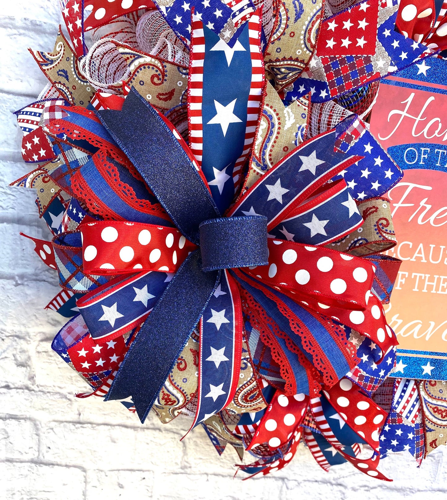 Home of the Free Patriotic Wreath, Patriotic Home Decoration, Patriotic Porch Decoration, Home of the Free Door Hanger, Patriotic Wreath