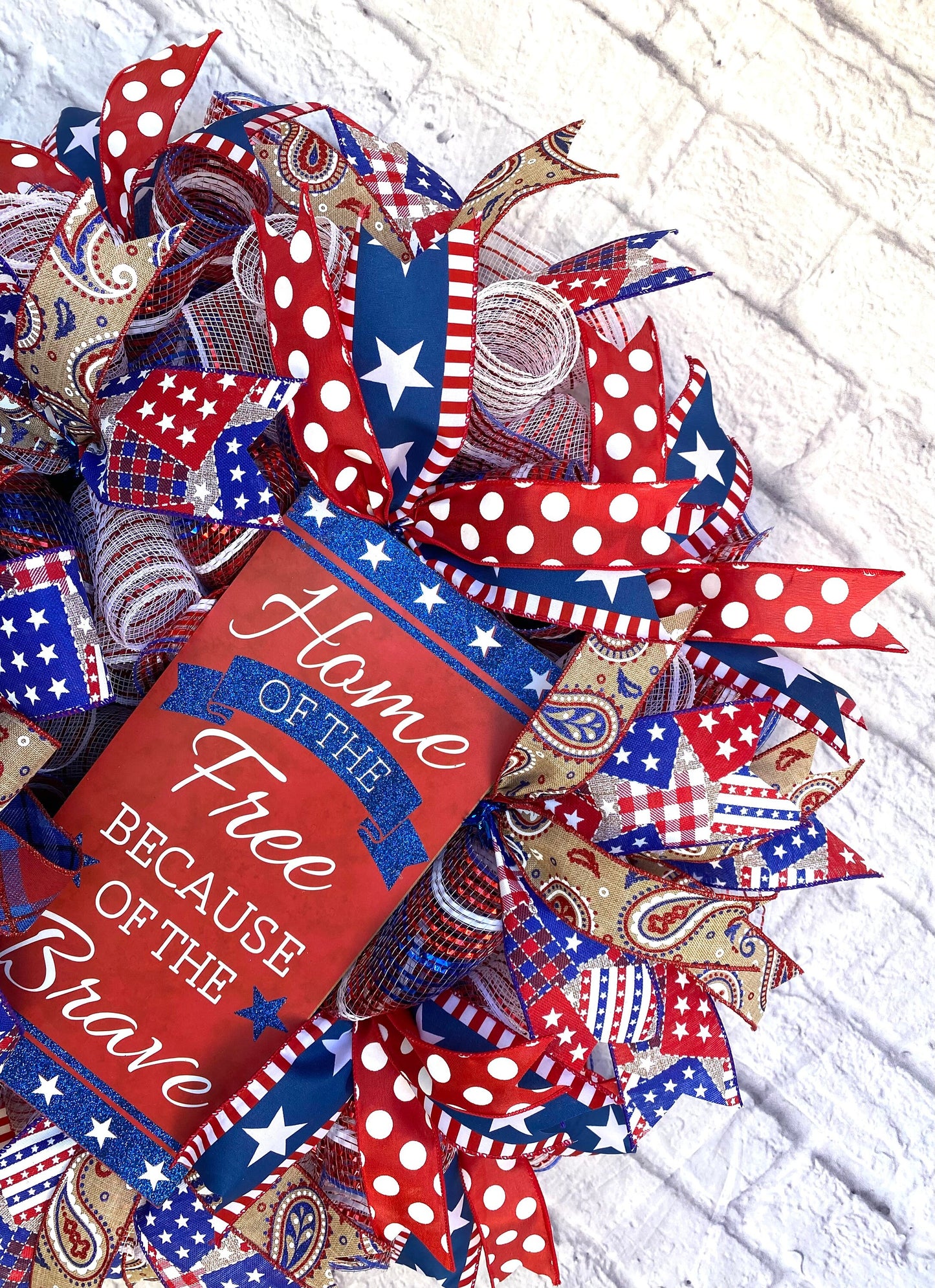 Home of the Free Patriotic Wreath, Patriotic Home Decoration, Patriotic Porch Decoration, Home of the Free Door Hanger, Patriotic Wreath