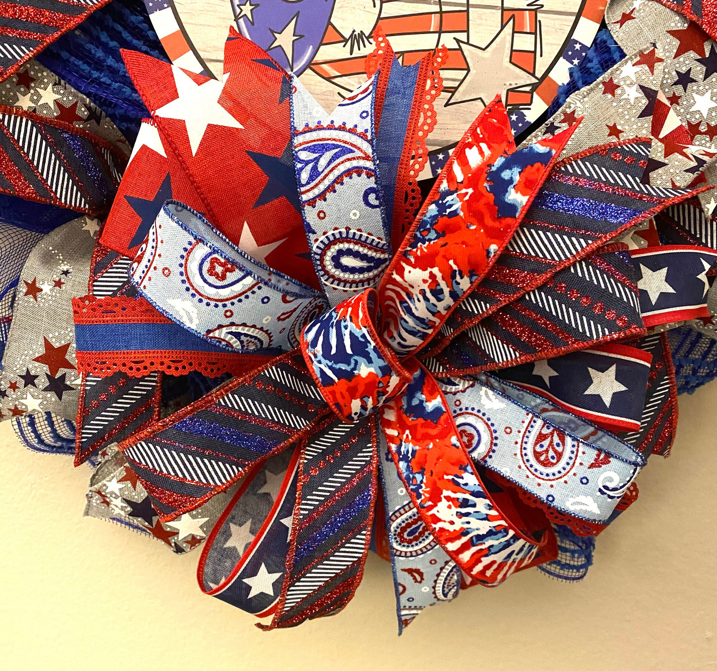 God Bless the USA Wreath, God Bless the USA Patriotic Wreath, Patriotic Wreath for Door, Patriotic Home Decoration, 4th of July Wreath
