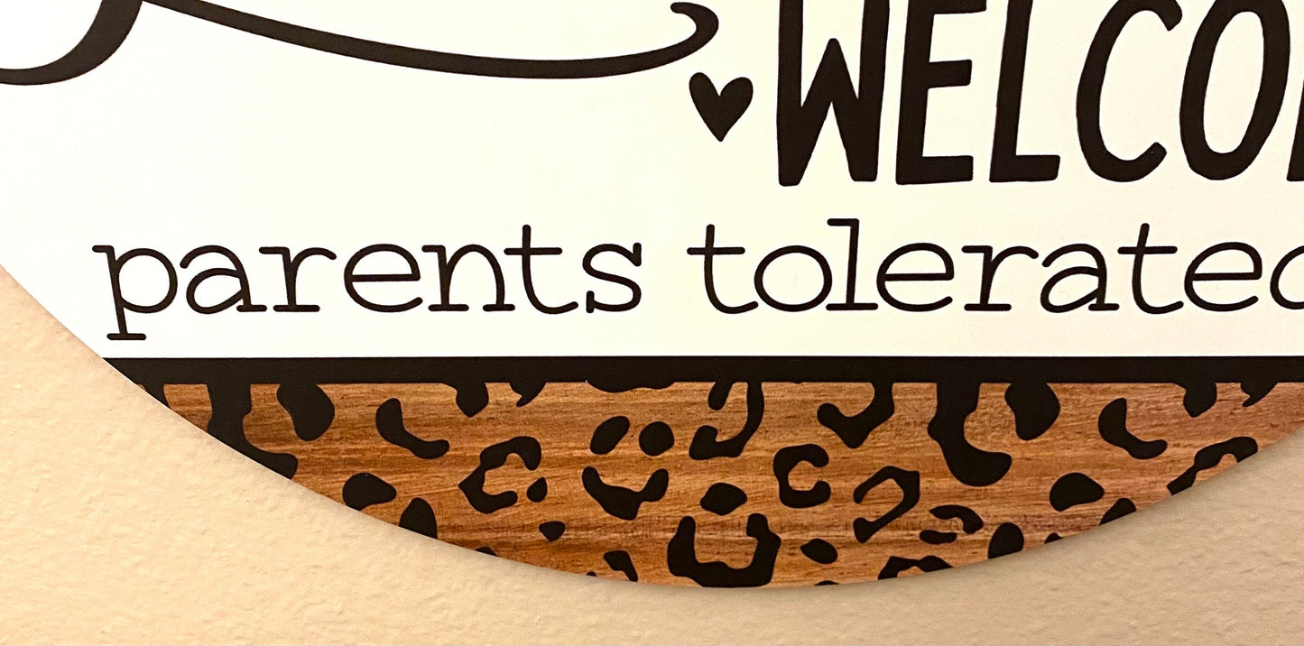 Grandkids Welcome, Welcome Door Hanger, Leopard Print Door Hanger, Leopard Print Home Decor, Welcome Home Decor, Welcome Porch Decor