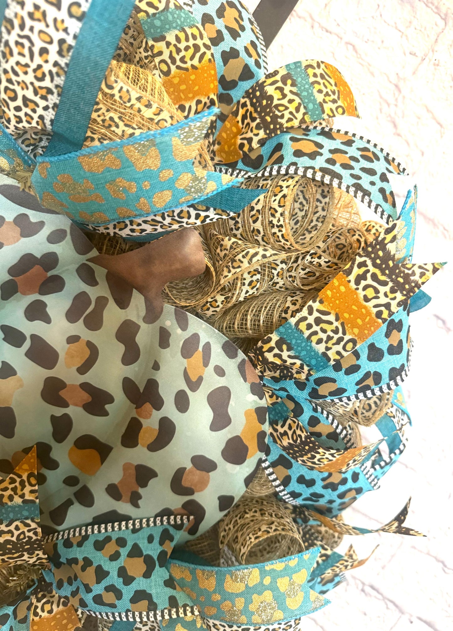 Fall Turquoise Wreath, Fall Pumkin Wreath for Door, Fall Leopard Print Pumpkin, Fall Pumkin Door Hanger,  Fall Wreath, Fall Hone Decoration
