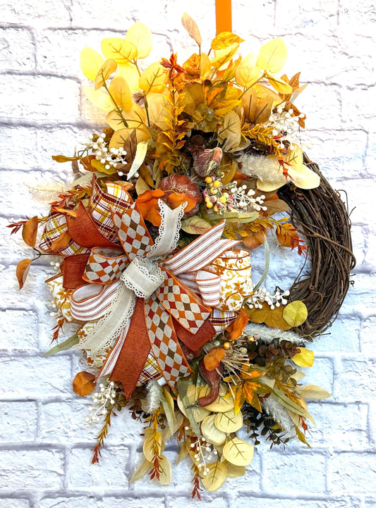 Autumn Floral Wreath for Door, Fall Floral Wreath for Door, Fall Floral Door Hanger, Fall Home Decor, Fall Porch Decor, Thanksgiving Decor