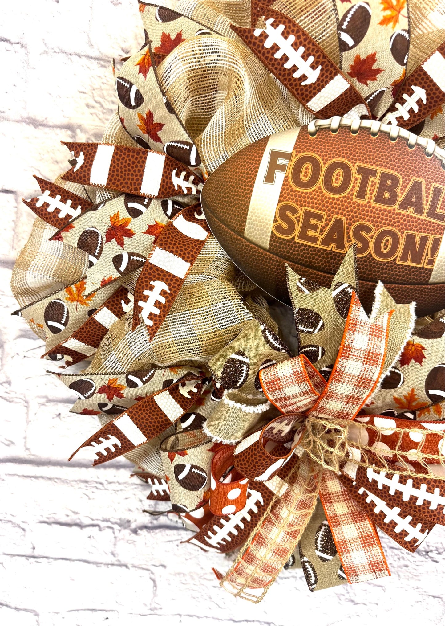 Football Wreath for Front Door, Football Door Hanger, Football Sign, Autumn Home Decor, Fall Football Wreath, Football Porch Decor