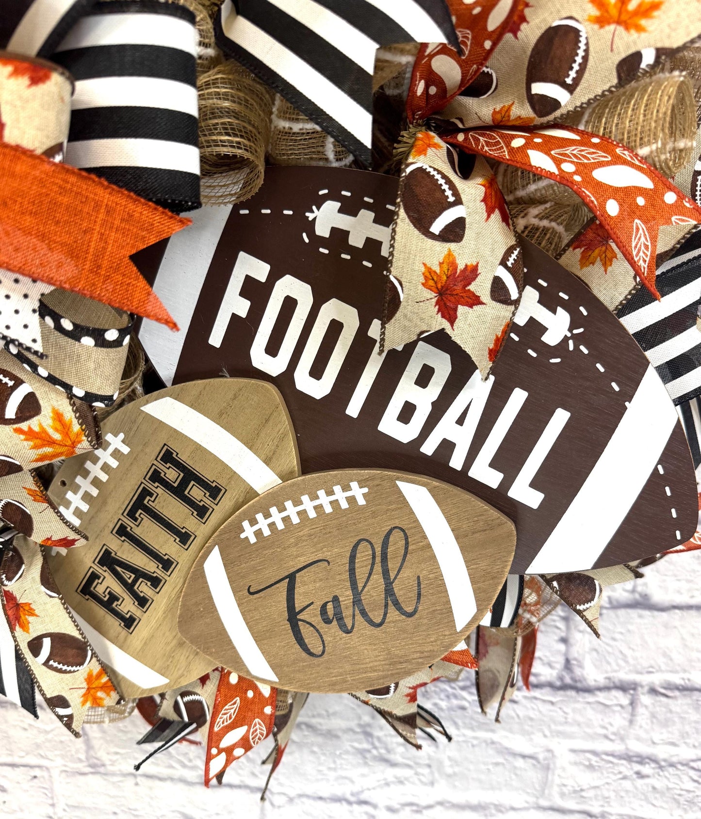 Faith Fall Football Wreath, Football Wreath for Front Door, Autumn Sports Fan Decor, Football Home Decor, Football Door Hanger