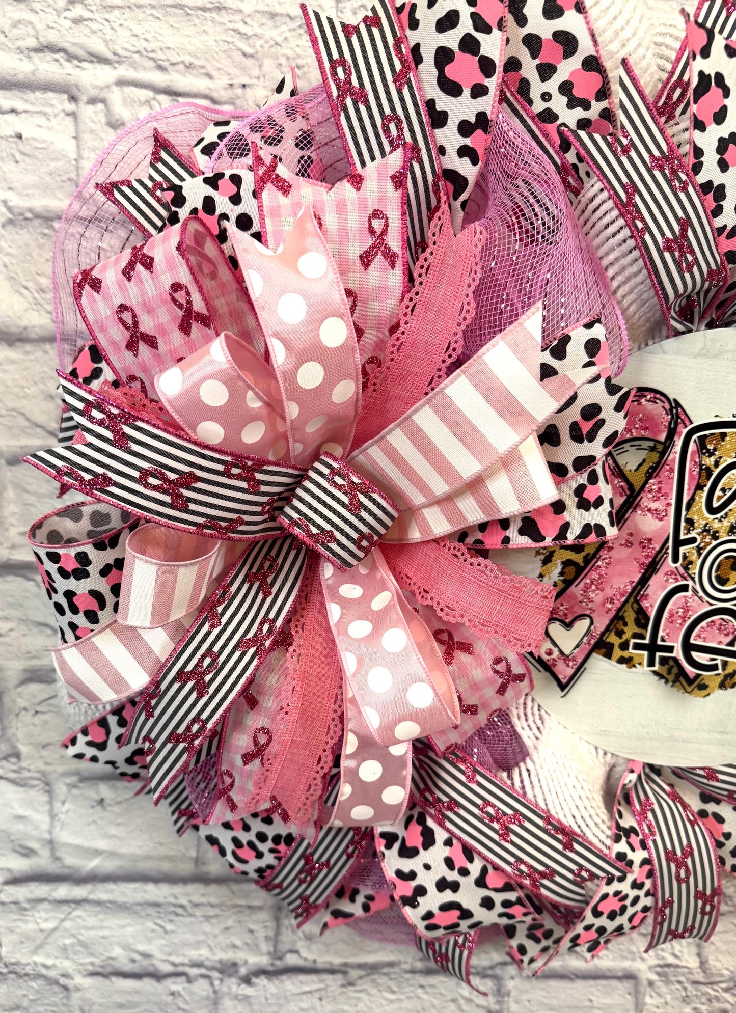Breast Cancer Faith Over Fear Wreath, Breadt Cancer Wreath, Breadt Cancer Awareness, Breadt Cancer Wreath for Front Foor, Breast Cancer Sign