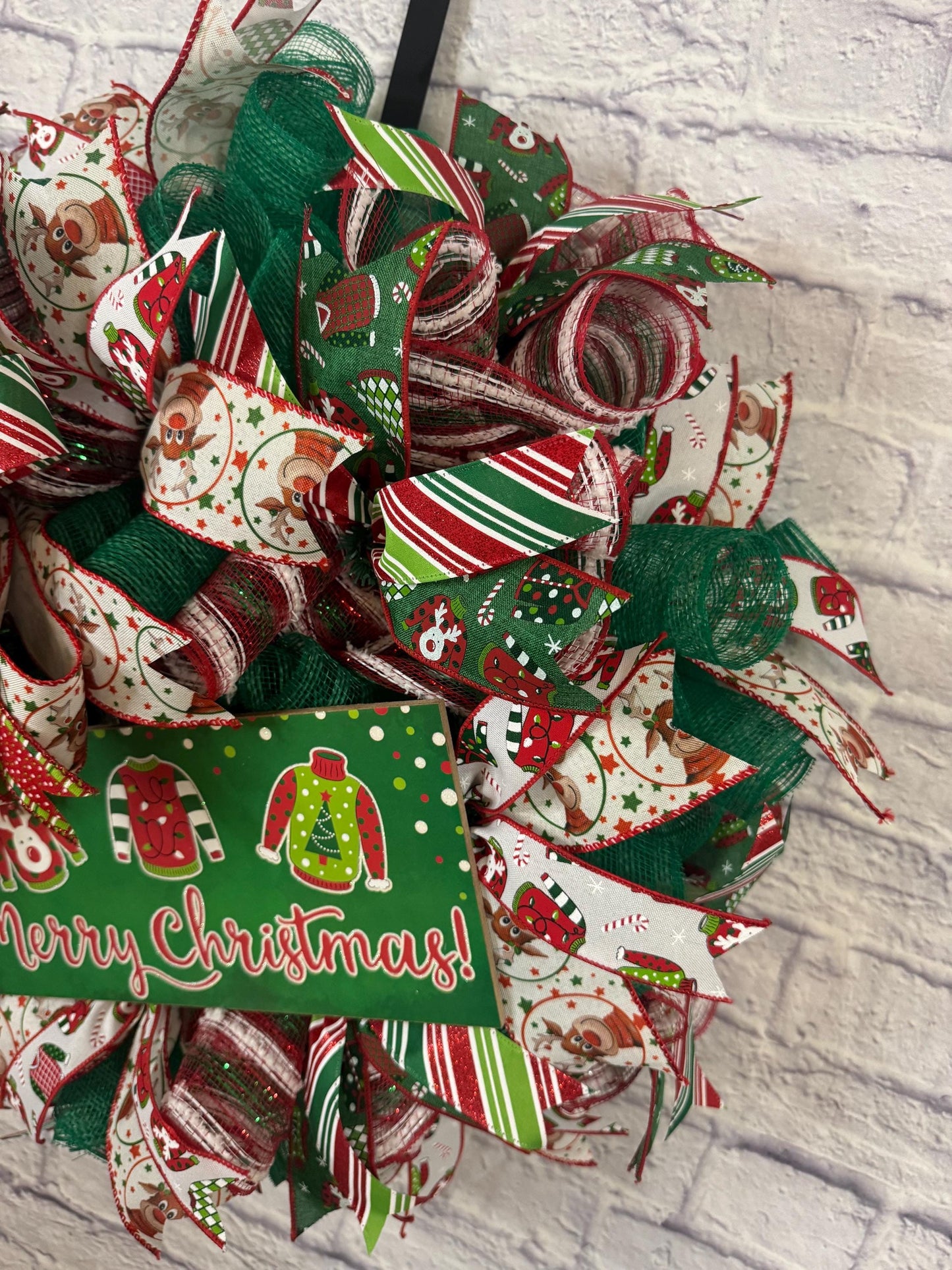 Christmas Ugly Sweater Wreath, Christmas Wreath for Front Door, Merry Christmas Door Hanger, Christmas Porch Decor, Ugly Sweater Christmas