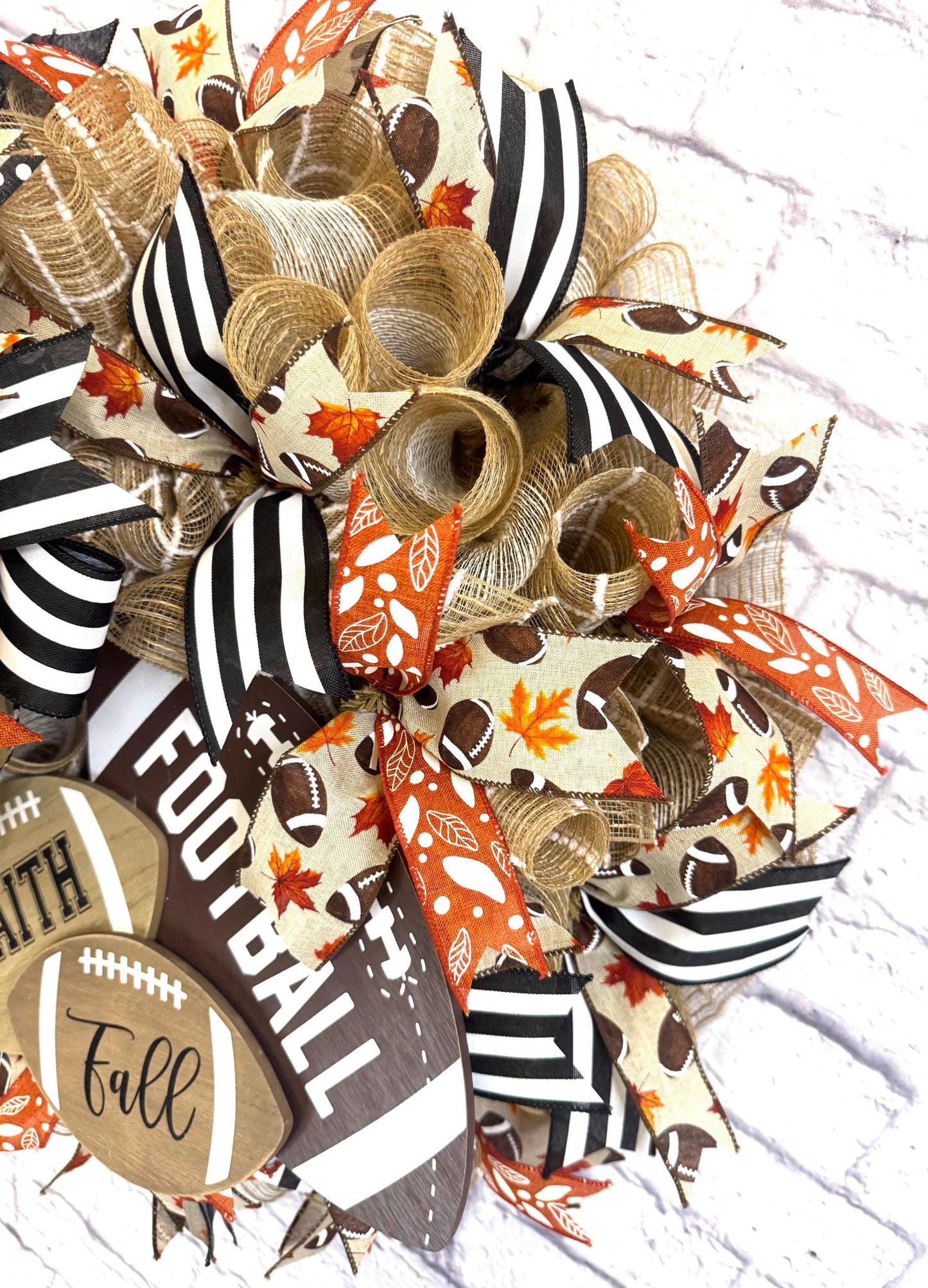 Faith Fall Football Wreath, Football Wreath for Front Door, Autumn Sports Fan Decor, Football Home Decor, Football Door Hanger