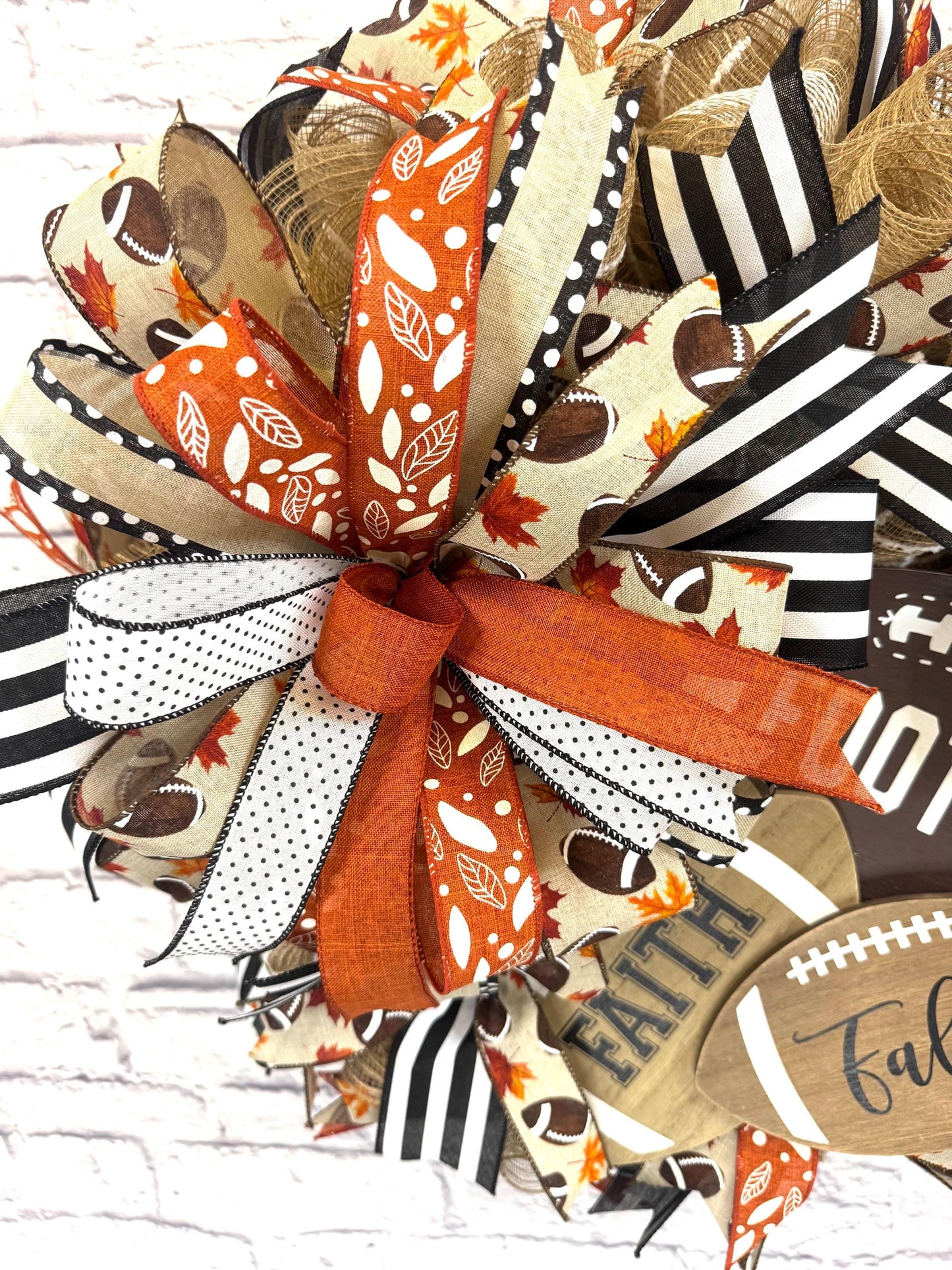 Faith Fall Football Wreath, Football Wreath for Front Door, Autumn Sports Fan Decor, Football Home Decor, Football Door Hanger